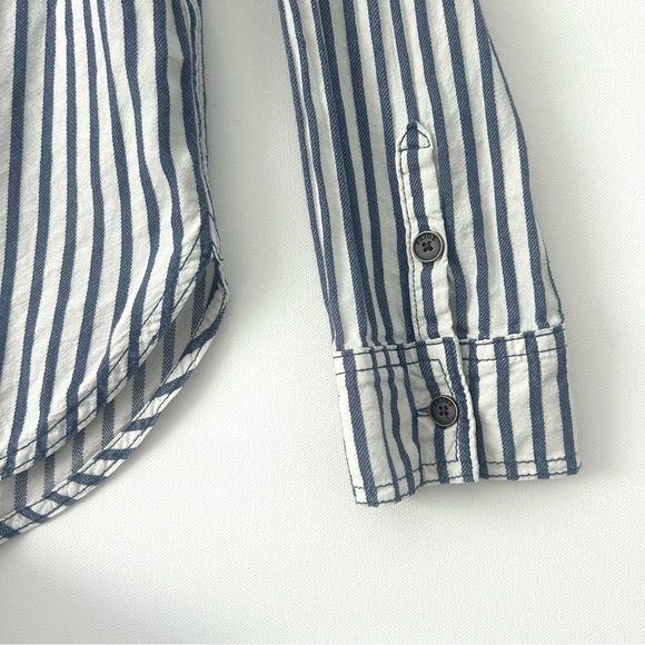 PAIGE Kadie Striped Button Up Shirt Top Blue White Long Sleeve Size Medium - Picture 8 of 16